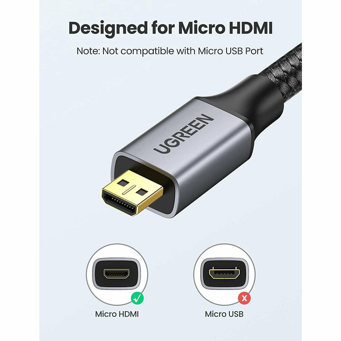 Micro HDMI to cable supports Ethernet 3D 4K and audio return,... UGREEN-brands-world.ca