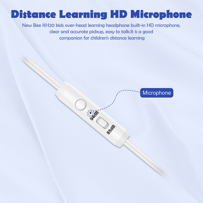 Kids Headphones with Microphone with 85dB/94dB Safe Volume Control Foldable Headphones for School/Travel/Airplane/Smartphone/Kindle/Tablet( Blue/White)