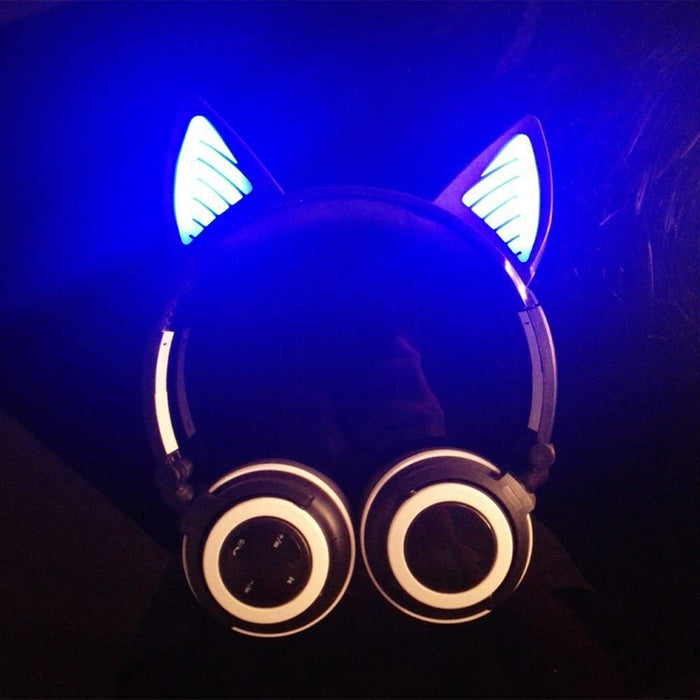 Kids Wireless/ Wired rechargeable Headphones with Cat Ear On-Ear Foldable LED-Kids Headphones-SAMA-brands-world.ca